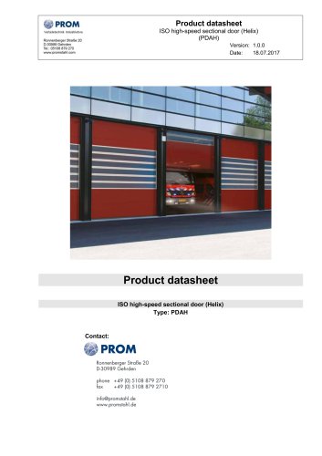 Product datasheet - ISO high-speed sectional door (Helix) (PDAH)