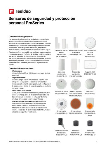 Sensores de seguridad y protección personal ProSeries