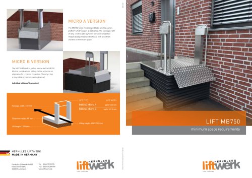 LIFT MB750 minimum space requirements