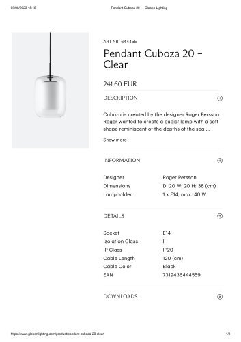 Pendant Cuboza 20 – Clear