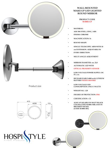 WALL-MOUNTED MAKE-UP LED LIGHTED ROUND MIRROR