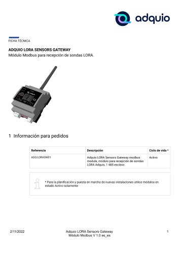 ADQUIO LORA SENSORS GATEWAY