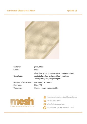 Laminated Glass Metal Mesh - QKGBS-16