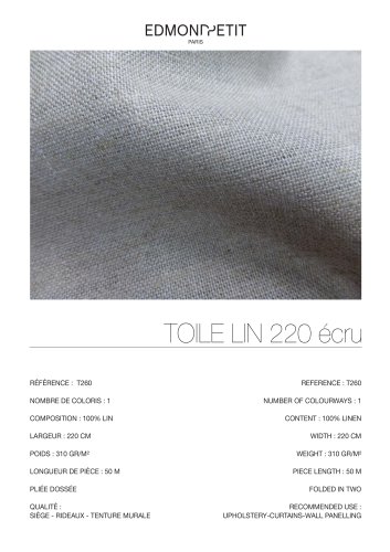 TOILE LIN 220 écru