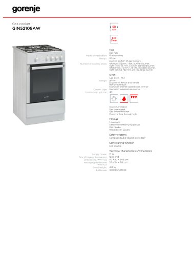 Gas cooker GIN52108AW  