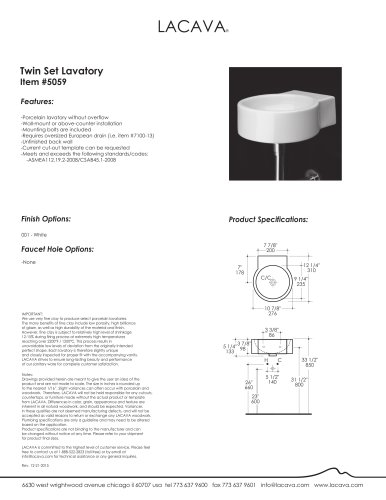 Twin Set Lavatory Item #5059