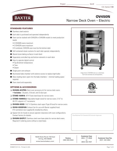 OV450N Narrow Deck Oven ? Electric