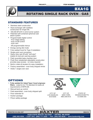 Rotating Single Rack Oven - Gas