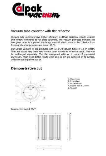 Calpak vacuum tube collector with flat reflector