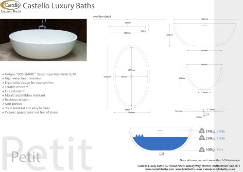 PETIT SMALL FREESTANDING LUXURY OVAL DESIGNER BATH