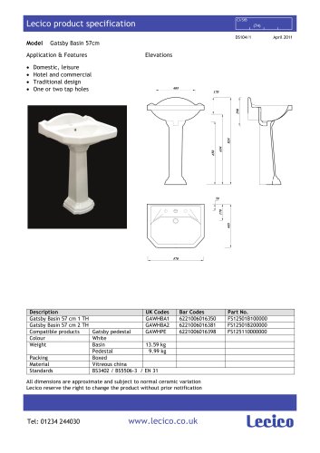 Gatsby Basin 57cm