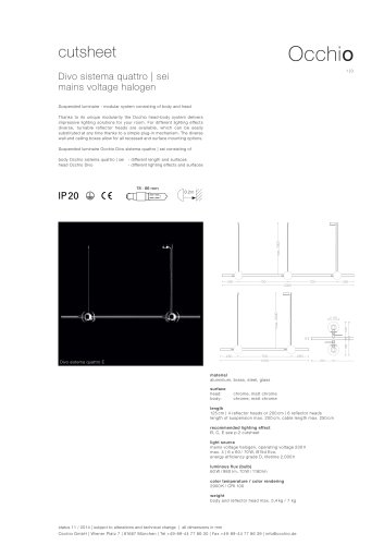 cutsheet Divo sistema quattro | sei mains voltage halogen