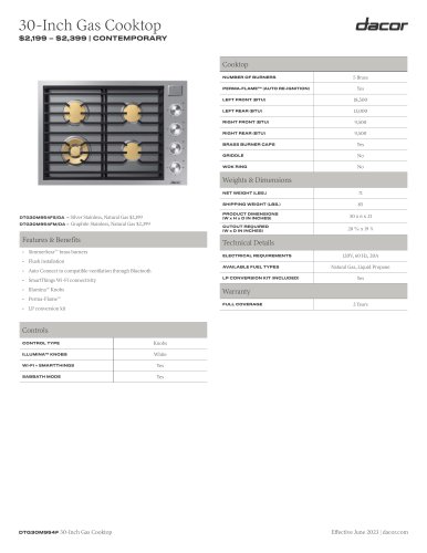 30-Inch Gas Cooktop