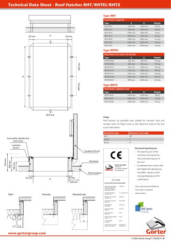 Roof Hatches RHT/RHTEI/RHTX