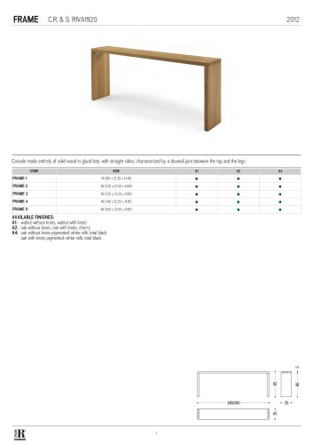 scheda tecnica frame