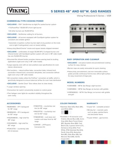 5 SERIES 48” AND 60”W. GAS RANGES