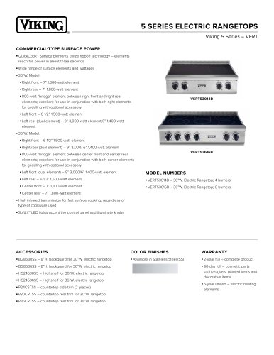 5 SERIES ELECTRIC RANGETOPS