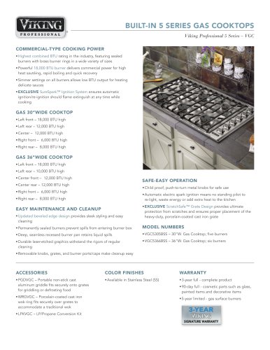 BUILT-IN 5 SERIES GAS COOKTOPS