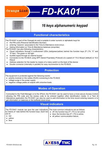 FD-KA01  16 keys alphanumeric keypad