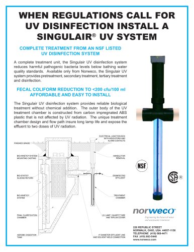 ultraviolet disinfection filter for wastewater system SINGULAIR