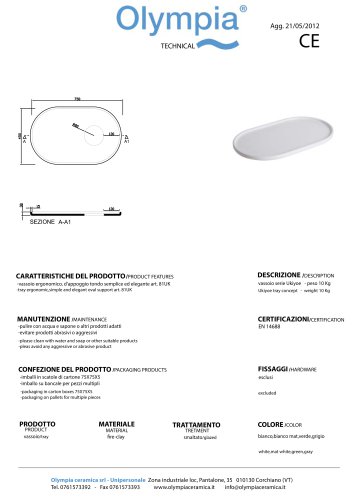 Reversible ceramic counter top 75x45 cm