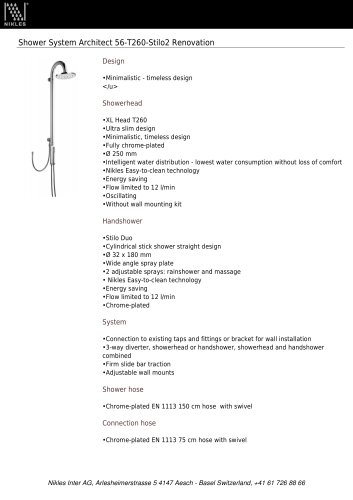 Shower System Architect 56-T260-Stilo2 Renovation