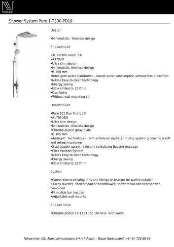 Shower System Pure 1-T300-PD10