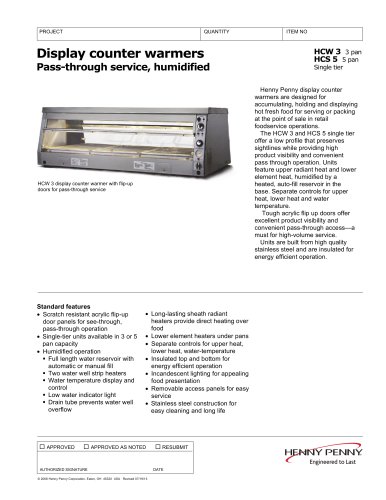 HCW 3 HCS 5 Counter Display Warmer