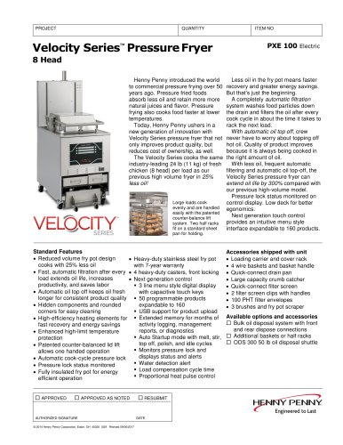 PXE 100 Velocity Series Pressure Fryer