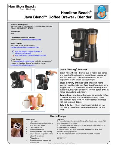 Hamilton Beach® Java Blend? Coffee Brewer / Blender (40918)