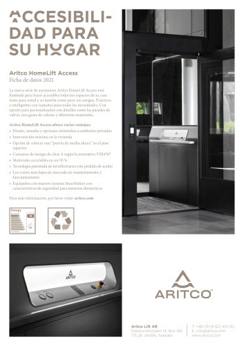 Aritco HomeLift Access - Datasheet in Spanish