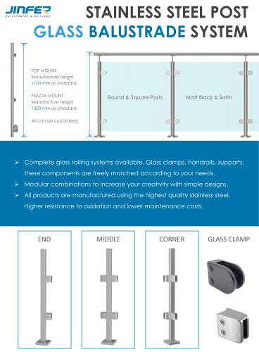 STAINLESS STEEL POST GLASS BALUSTRADE SYSTEM