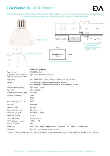 EVA Pendra 50 Aqua HE LED pendant