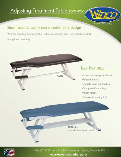 8600 / 8600SH - Table with Face Cutout and Armrests