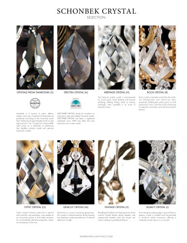 SCHONBEK CRYSTAL & FINISH SELECTION