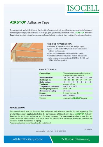 ISOCELL AIRSTOP ADHESIVE TAPE