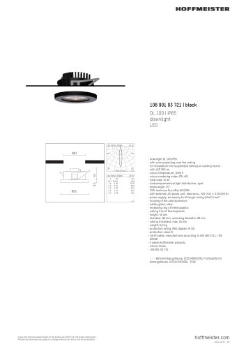 downlight DL 100 IP65 LED 565 lm, 3000 K, 10 W