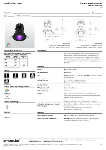 Lumencore Recessed Opticolor+ Nano Pinhole