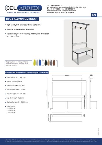 Aluminium and HPL bench