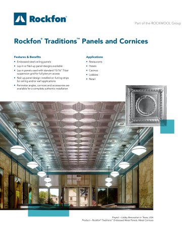 Rockfon®  Traditions™  Panels and Cornices