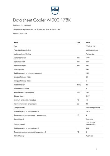 Data sheet Cooler V4000 178K